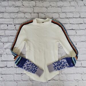 Free People Womens Size XSmall White Switch It Up Cuff Thermal Top Crochet